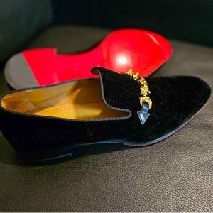 Christian Louboutin Equiswing Loafers. Velvet Black, size 10.5